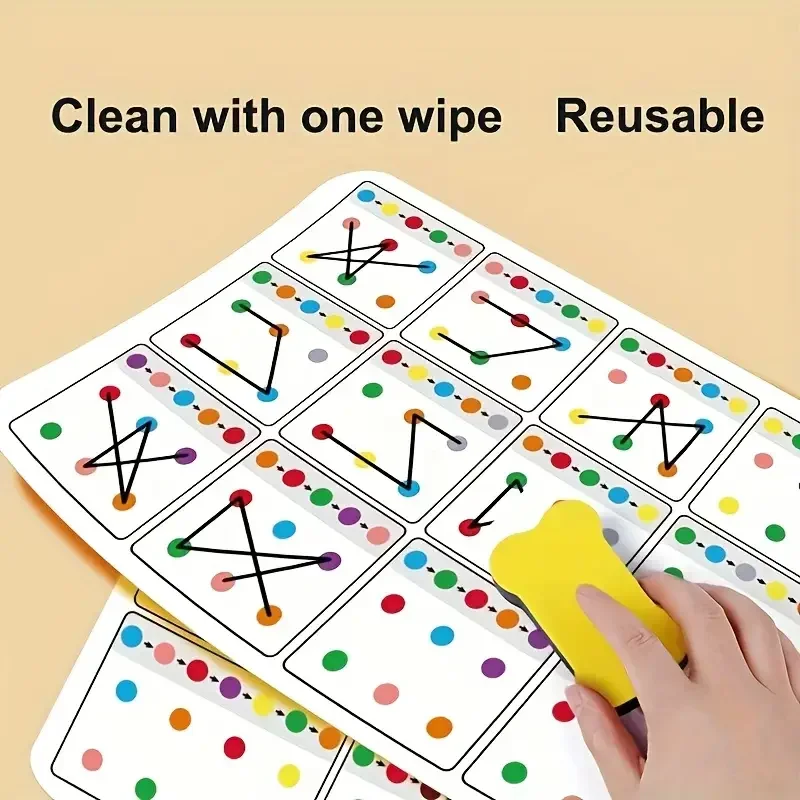 12-Page A4 Size Reusable Erasable Pen Training Link Cards, Visual Tracking Focus Attention Exercise for Kids To Improve Memory thumbnail 3