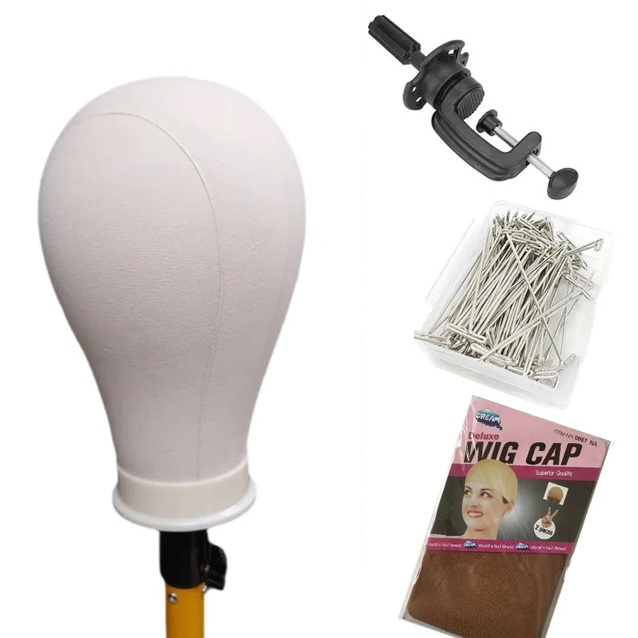 Canvas Wig Head Wig Stand 22 inch Mannequin Head for Hairstyling Displaying Making Wig Stand With Head Wig Supports Holder