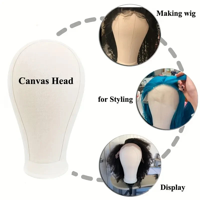 Canvas Wig Head Wig Stand 22 inch Mannequin Head for Hairstyling Displaying Making Wig Stand With Head Wig Supports Holder thumbnail 5