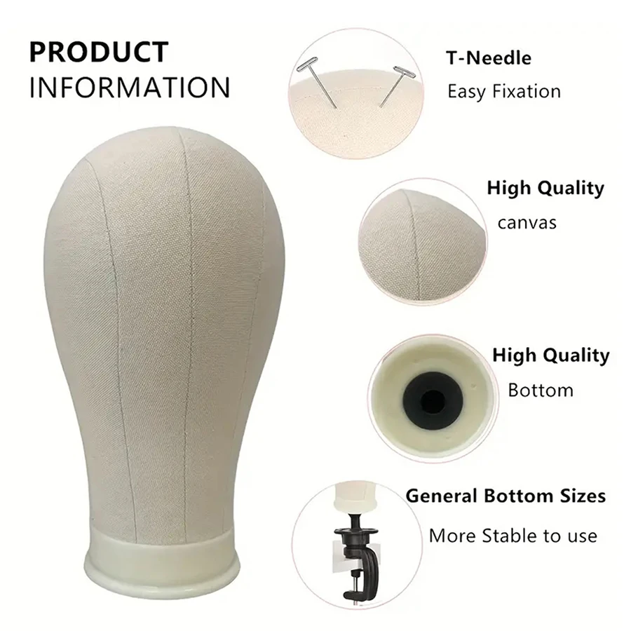 Canvas Wig Head Wig Stand 22 inch Mannequin Head for Hairstyling Displaying Making Wig Stand With Head Wig Supports Holder thumbnail 6