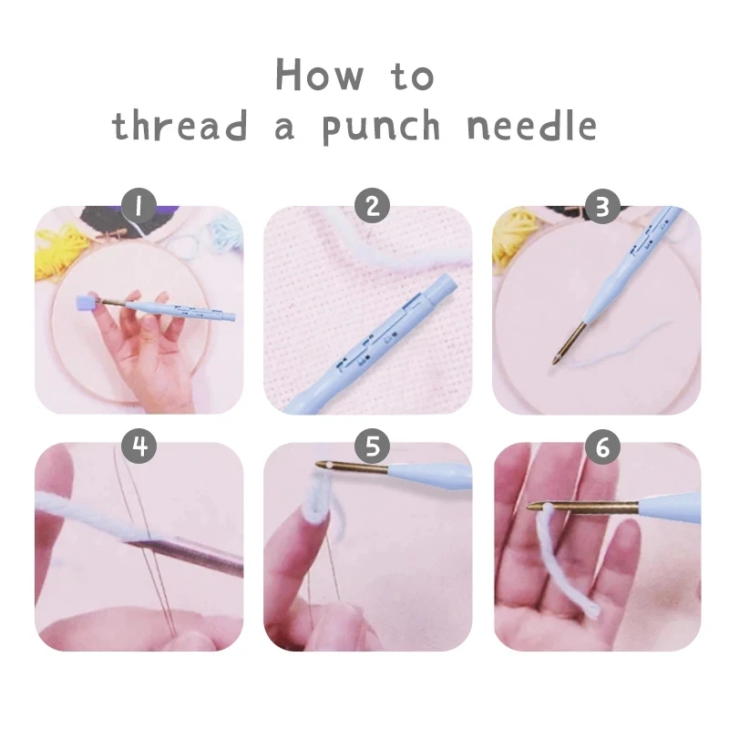 CHENISTORY Diy Punch Needle Embroidery Starter Kits For Beginner Cartoon Cute Animals Poking Embroidery Yarn Painting Arts thumbnail 5