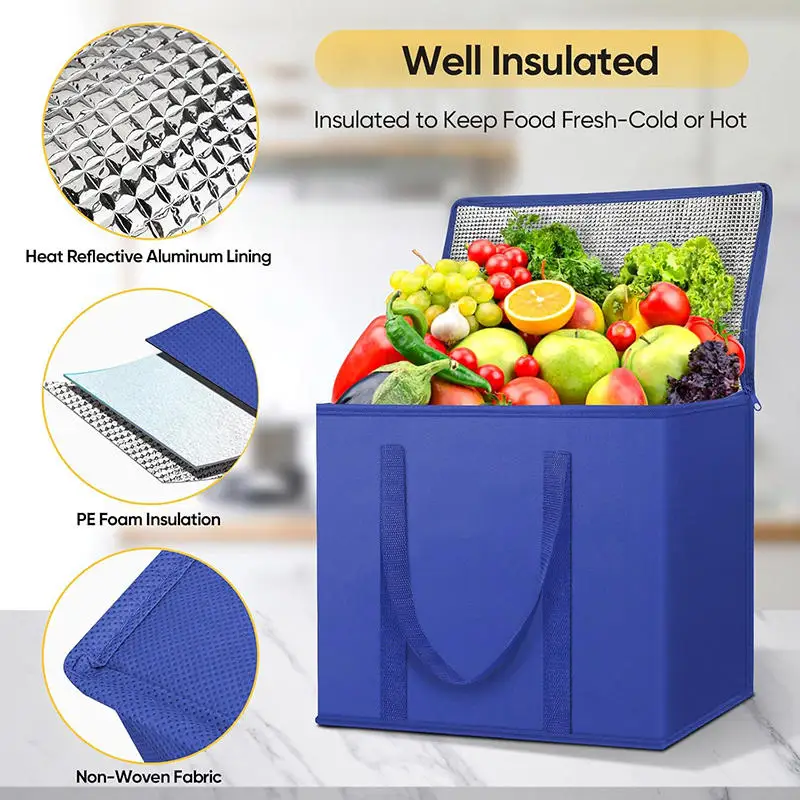 Picnic Thermal Insulated Bag For Food Outdoor Thickened Aluminum Film Cooler Bags Camping Handbag Waterproof Lunch Box thumbnail 3