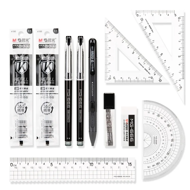 M&G 11pcs Stationery Set, 2B Pencil, Gel Pen and Refills, Ruler, Eraser Including for Primary and Middle School Students thumbnail 5