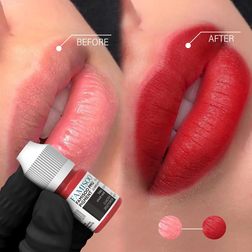 FAMISOO Permanent Makeup Pigment Long-Lasting Makeup Lip Professional Tattoo Inks Lip Pigments 5ml PMU Microblading Eyebrow Ink thumbnail 4