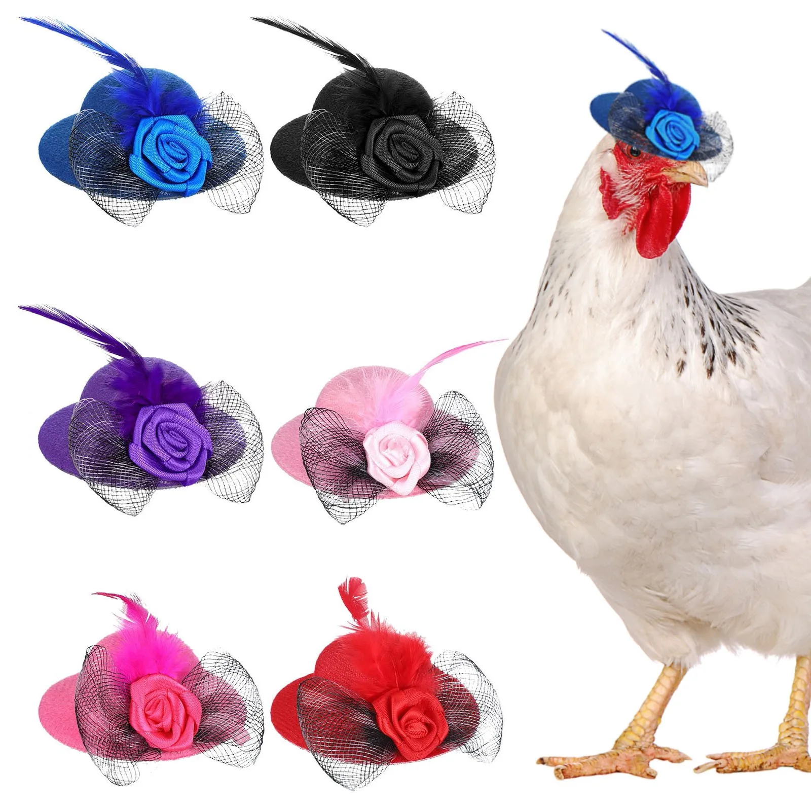 Chicken Hat for Hens Tiny Pets Funny Chicken Accessories Hen Top Hat for Rooster Duck Parrot Hamster Poultry Stylish Show Costum thumbnail 2