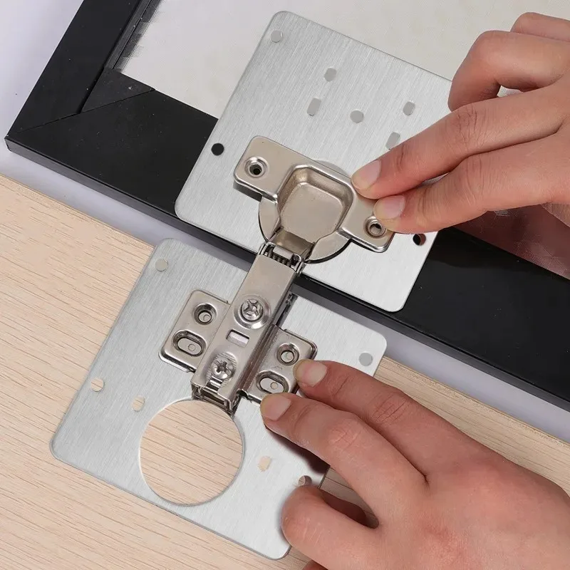 Adjustable Hinge Fixing Brace Stainless Steel Flat Hinge Repairs Brackets For Cabinet Cupboard Door Hinges Hardware Accessories thumbnail 4