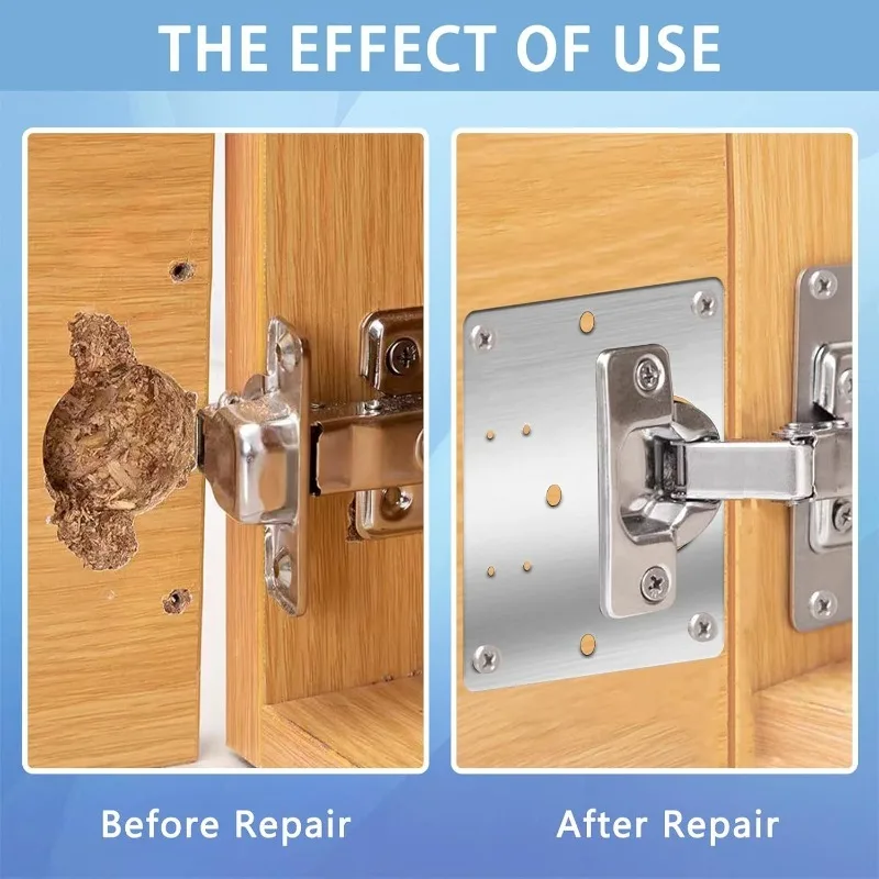 Adjustable Hinge Fixing Brace Stainless Steel Flat Hinge Repairs Brackets For Cabinet Cupboard Door Hinges Hardware Accessories thumbnail 6