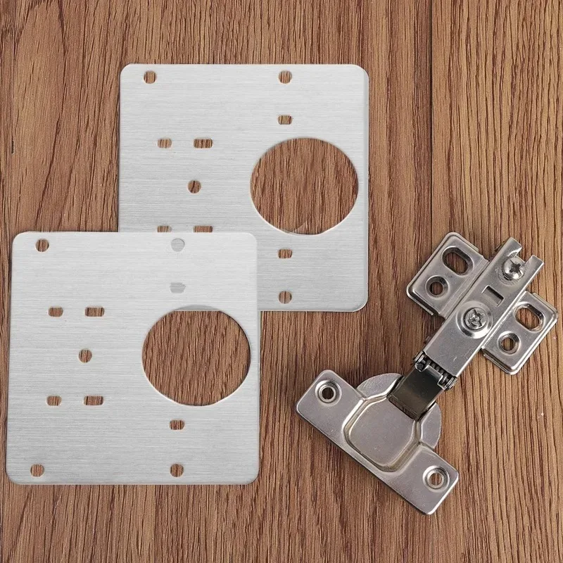 Adjustable Hinge Fixing Brace Stainless Steel Flat Hinge Repairs Brackets For Cabinet Cupboard Door Hinges Hardware Accessories thumbnail 3