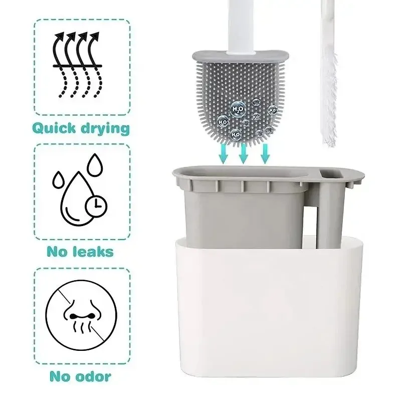Toilet Brush Household Bathroom Wall-Mounted Cleaning Toilet Brush Silicone Toilet Brush Household Bathroom Accessories thumbnail 3
