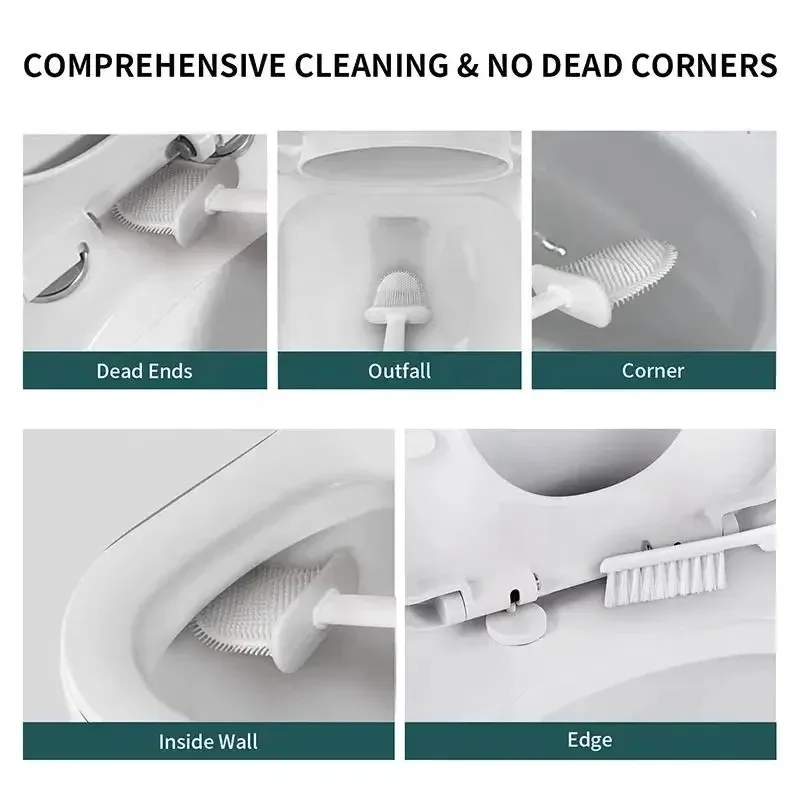 Toilet Brush Household Bathroom Wall-Mounted Cleaning Toilet Brush Silicone Toilet Brush Household Bathroom Accessories thumbnail 6