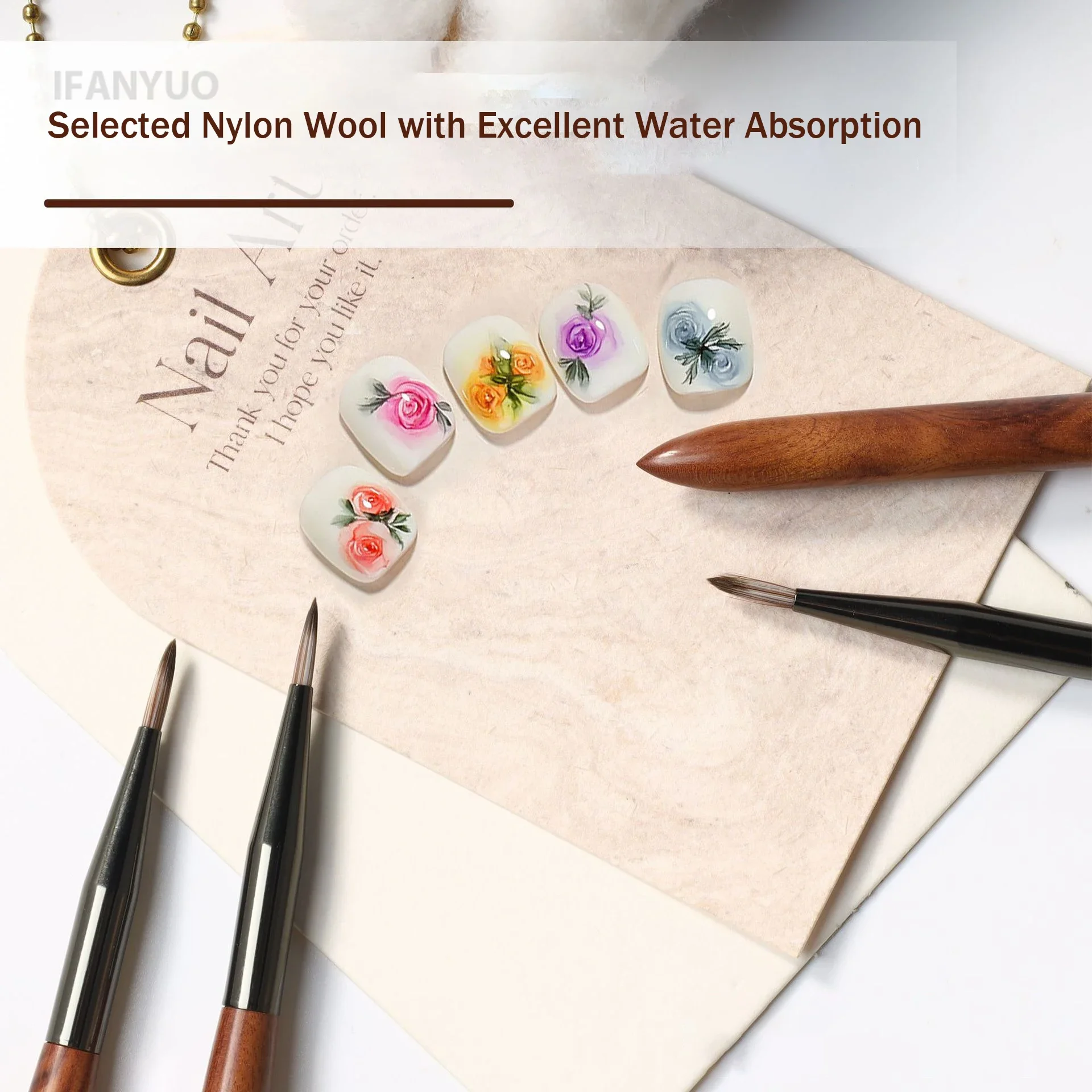 Soft Nylon Wood Handle Watercolor Nail Brush Nail Art Liner Brush Stripes Grid Flower Butterfly Painting Drawing Manicure Tool thumbnail 5