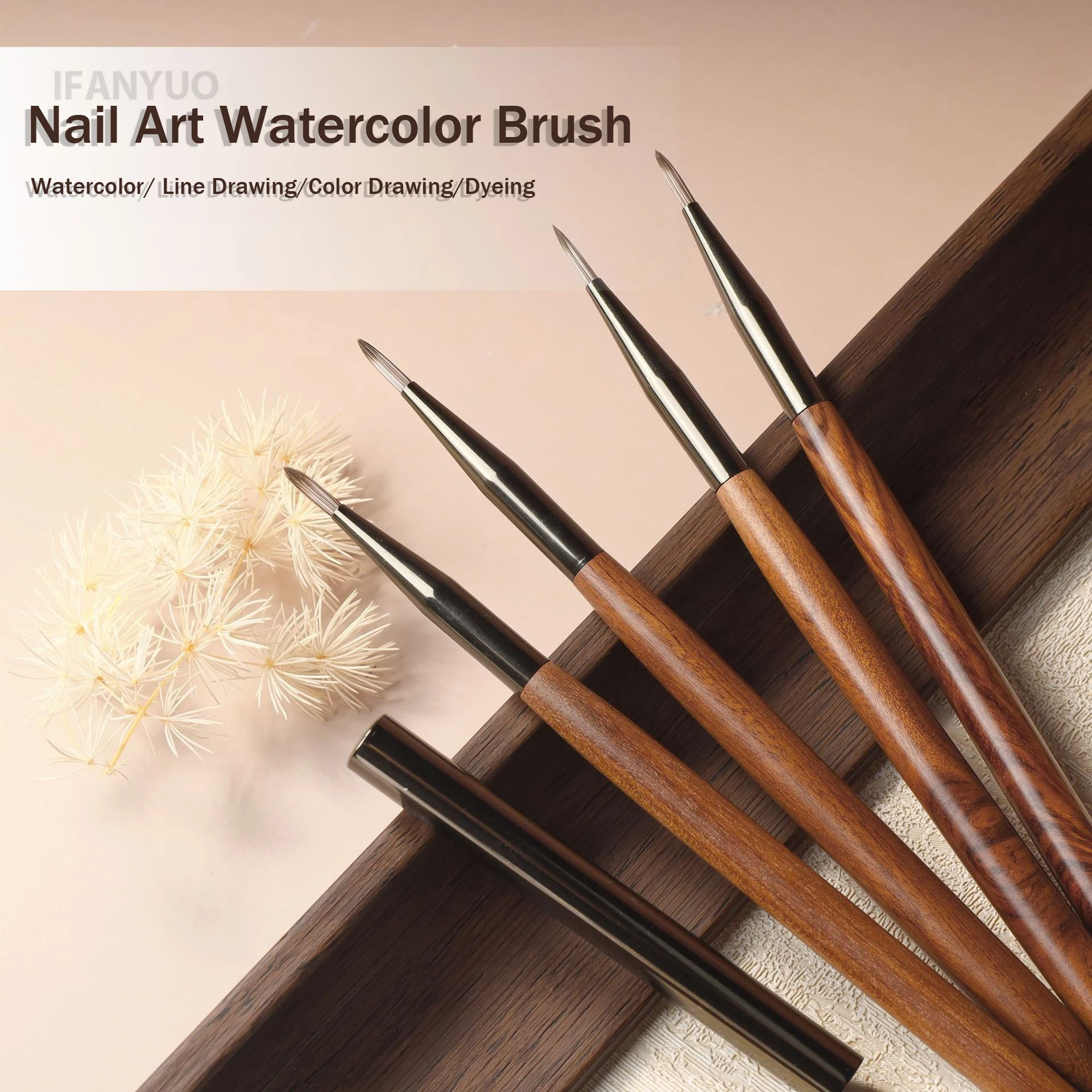 Soft Nylon Wood Handle Watercolor Nail Brush Nail Art Liner Brush Stripes Grid Flower Butterfly Painting Drawing Manicure Tool thumbnail 3