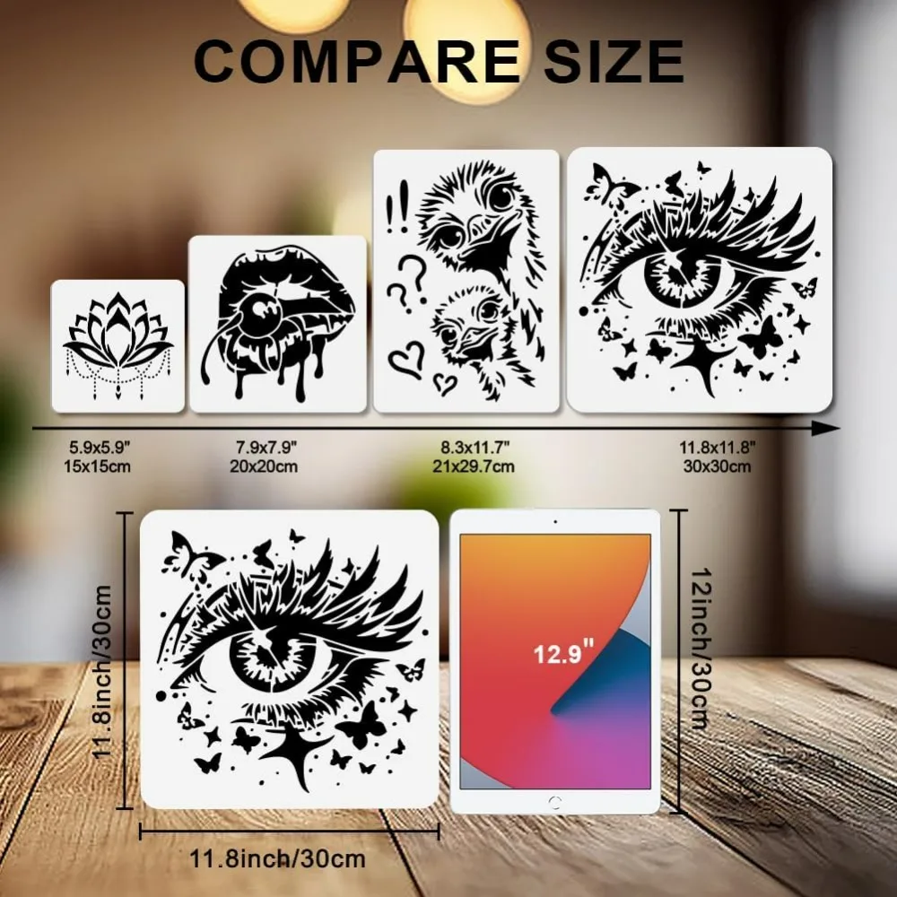 Butterfly Eye Painting Stencil 11.8x11.8 inch Reusable Drawing Template with Paint Brush for Craft on Window Wood Wall Home thumbnail 2
