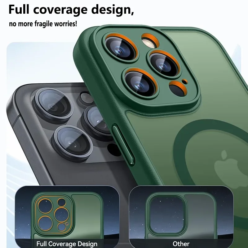 Luxury Frosted Phone Case For iPhone 17 16 15 14 13 12 11 Pro Max Plus 17 Air 16e For Magsafe Matte Transparent Magnetic Cover thumbnail 2