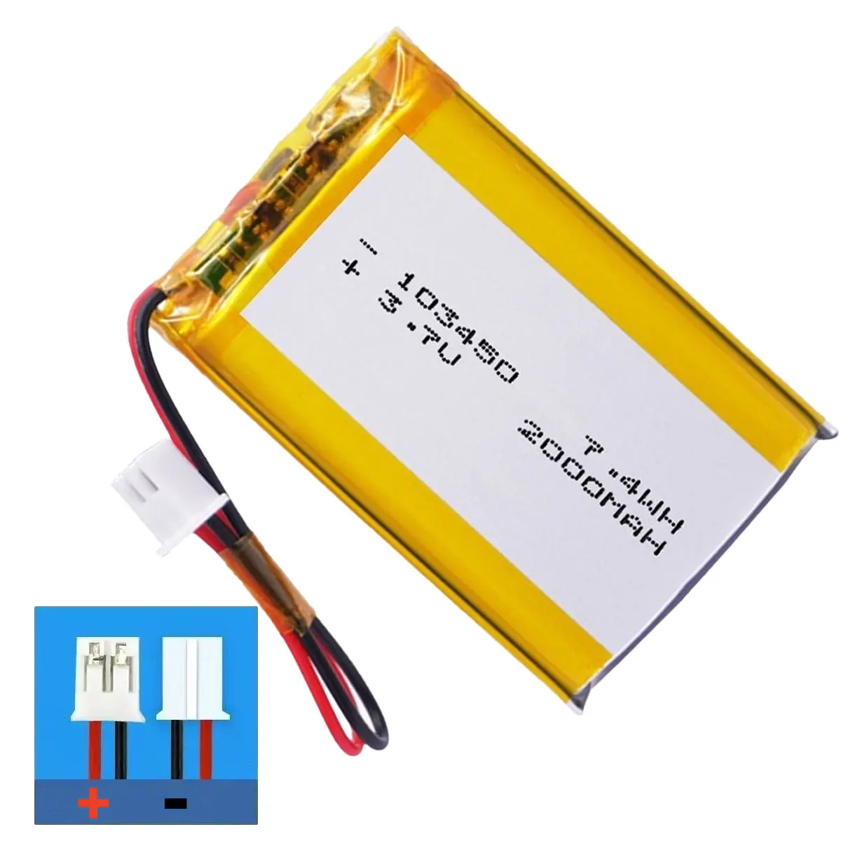 103450 3.7V 2000mAh Polymer Lithium Rechargeable Battery jst PH 2.0mm 2pin plug for Camera GPS navigator MP5 Bluetooth Headset thumbnail 3