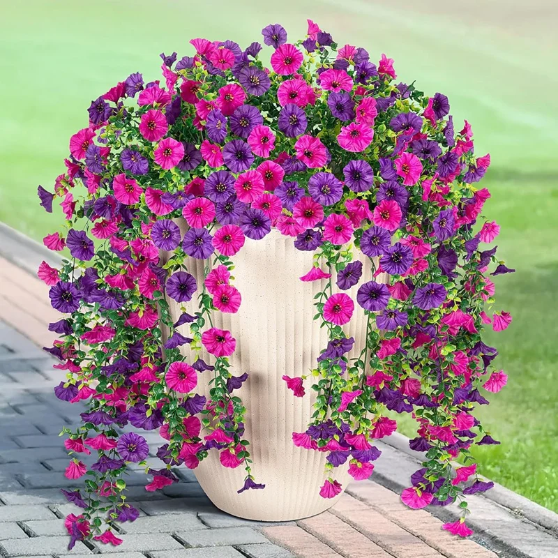 1/2pcs Artificial Hanging Flowers Silk Morning Glory UV Resistant Fake Hanging Giant Flower Balcony Garden Wedding Party Decor thumbnail 5