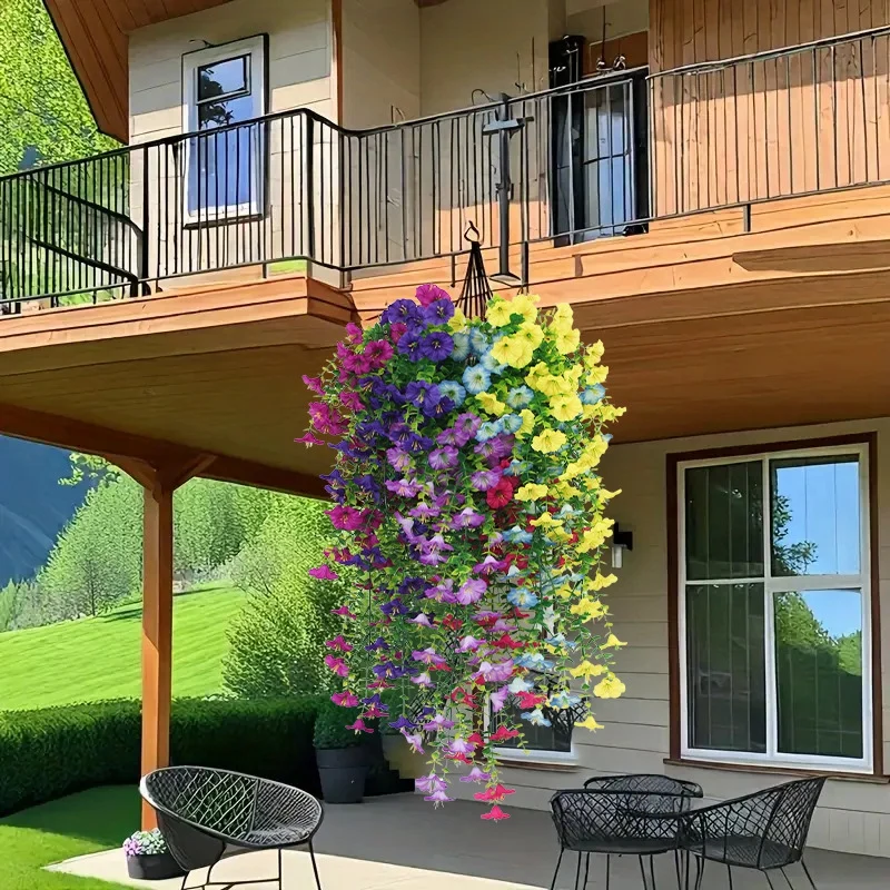 1/2pcs Artificial Hanging Flowers Silk Morning Glory UV Resistant Fake Hanging Giant Flower Balcony Garden Wedding Party Decor thumbnail 6