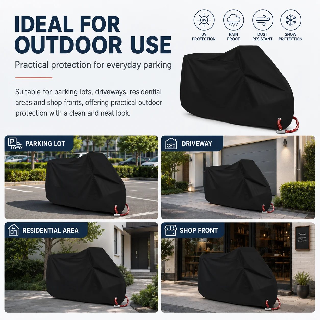 Waterproof Motorcycle Cover Scooter Bike All-Weather Outdoor Protection Secure Anti-Theft Universal Uv Protector Rain Dustproof thumbnail 4
