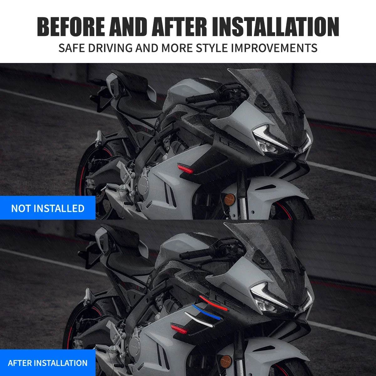 1 Pair Universal Motorcycle Winglet Aerodynamic Spoiler Dynamic Wing Decoration Sticker For Motorcycles E-bikes Scooters ATV UTV thumbnail 4