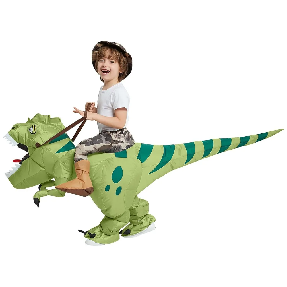 Inflatable Ride-On T-Rex Costume Blow-Up Dinosaur Suit for Halloween Cosplay Party Outfit Funny Animal Themed Dress-Up thumbnail 4