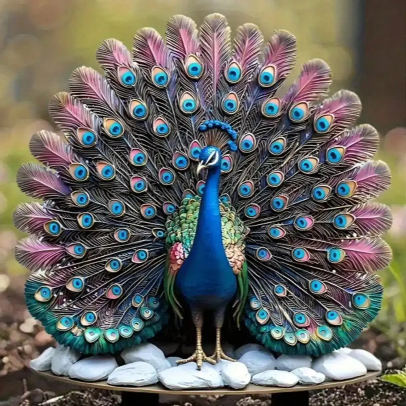 1pcs suitable for vibrant peacock garden decoration piles throughout the four seasons, perfect for courtyard decoration thumbnail 4