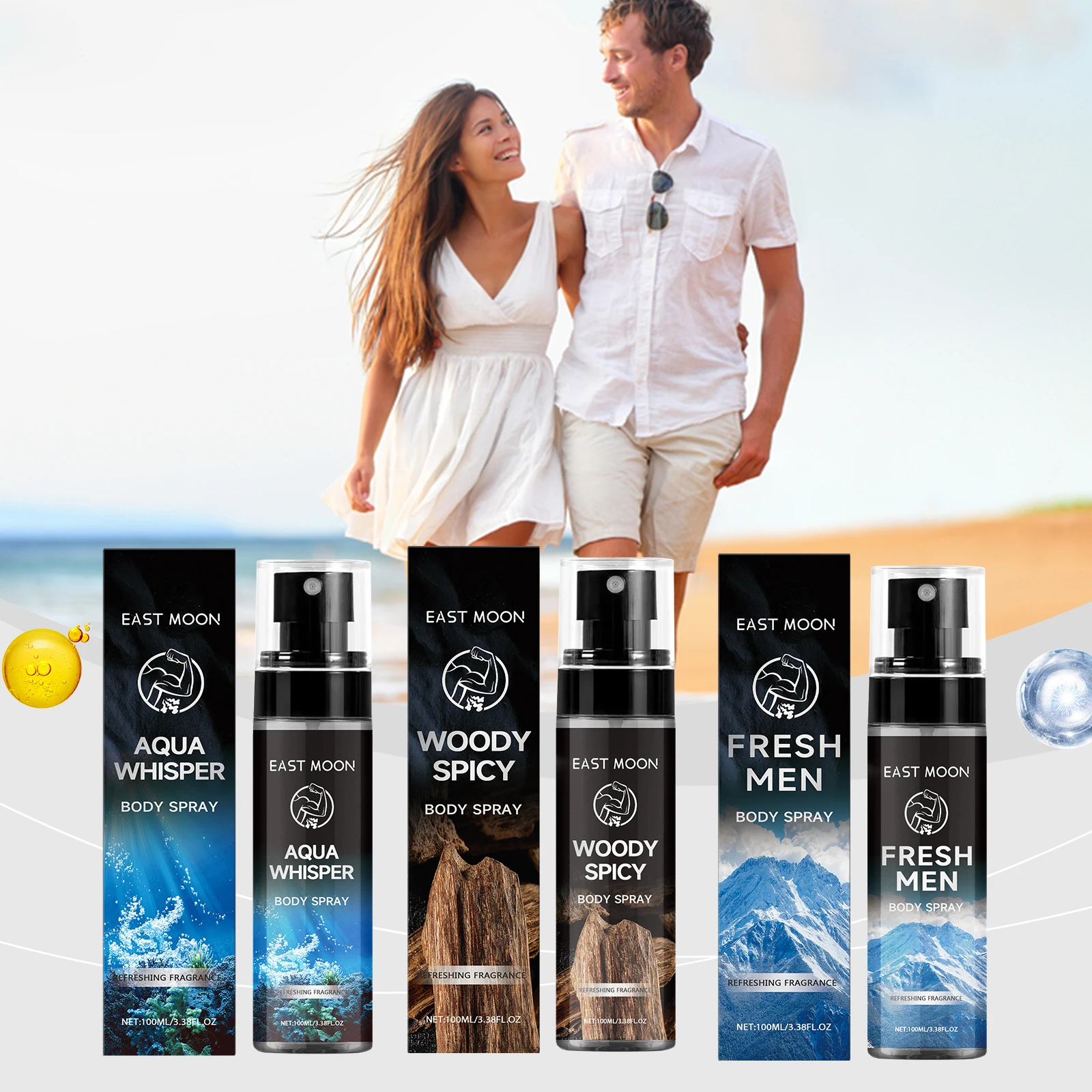 East Moon Sandalwood Men's Fragrance Spray Long Lasting Refreshing Aroma Reduce Sweat Odor Remove Underarm Adult Deodorant Spray