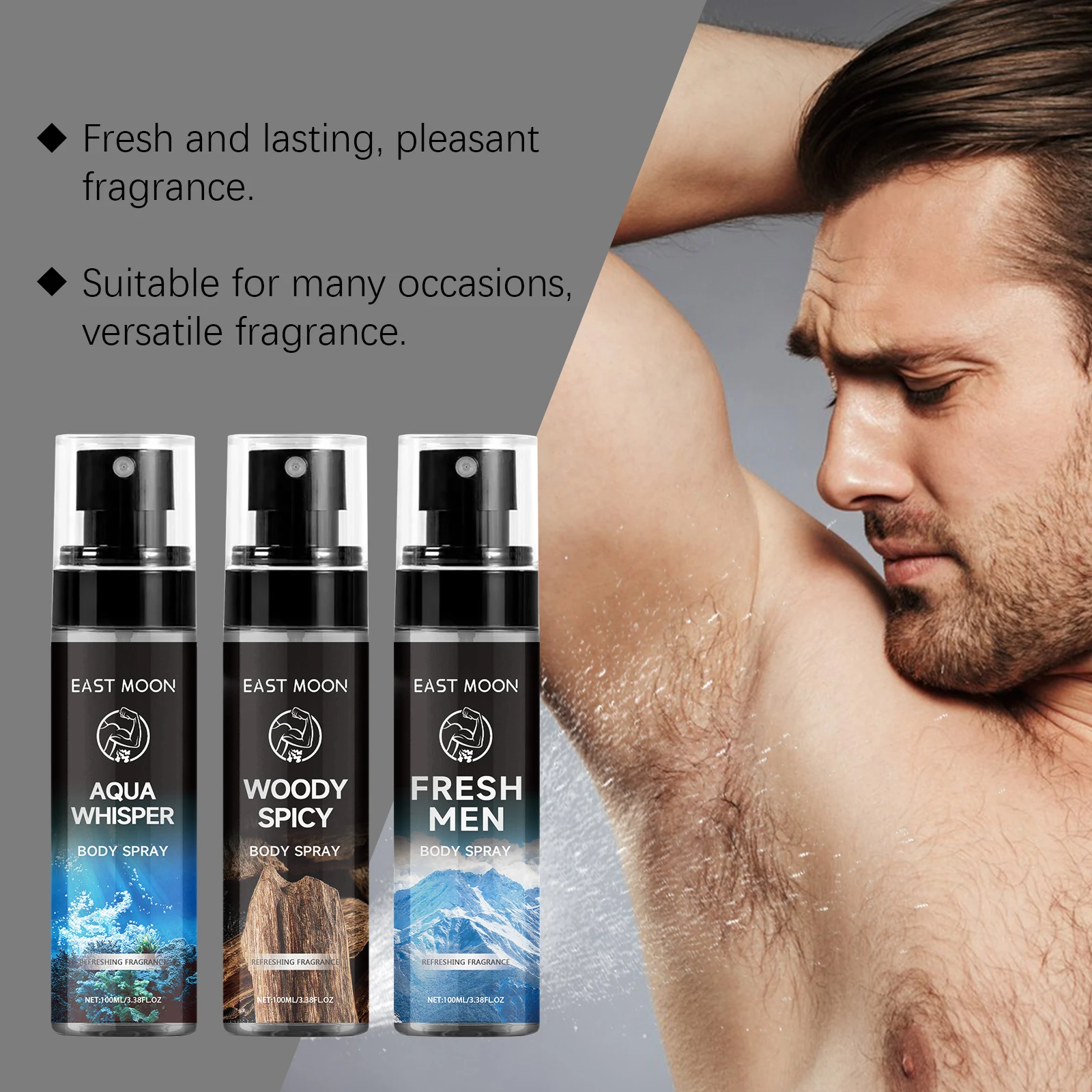 East Moon Sandalwood Men's Fragrance Spray Long Lasting Refreshing Aroma Reduce Sweat Odor Remove Underarm Adult Deodorant Spray thumbnail 6