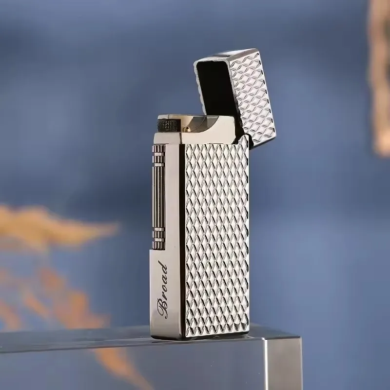Side grinding wheel sliding flame - High-quality metal relief cigarette lighter for men, a gift for smokers. thumbnail 2