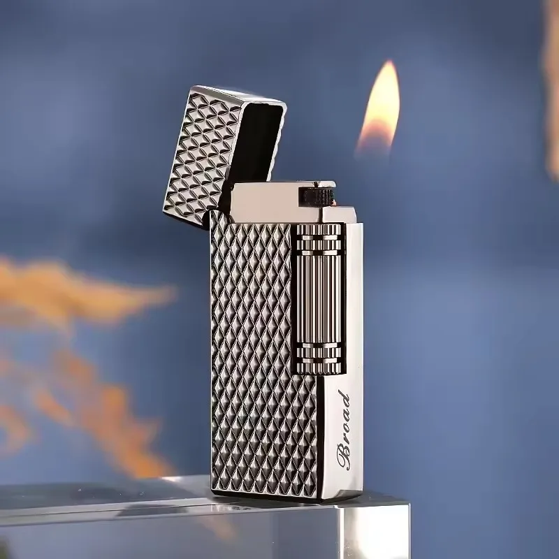 Side grinding wheel sliding flame - High-quality metal relief cigarette lighter for men, a gift for smokers. thumbnail 3