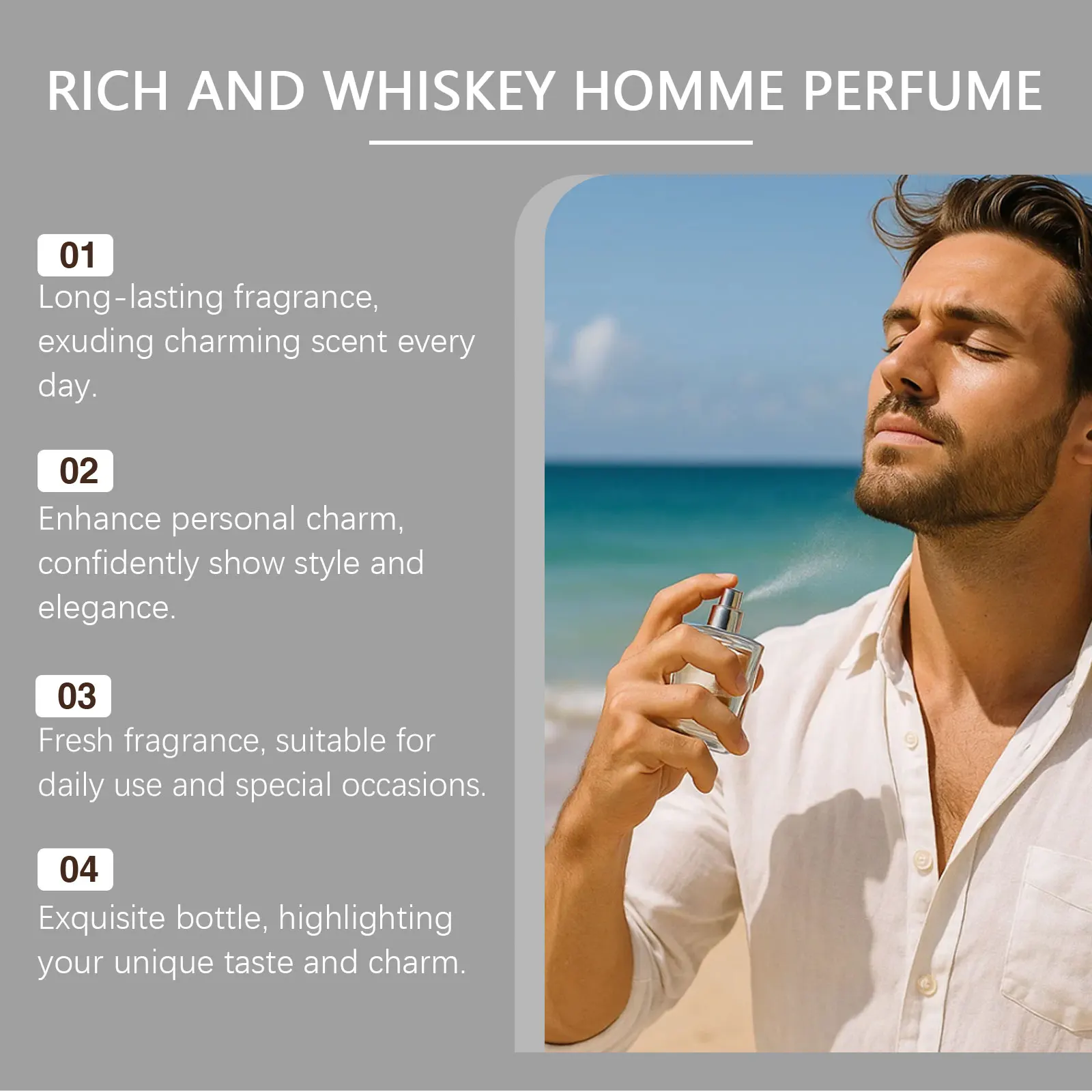 ROXELIS 50ml Rich And Whiskey Homme Perfume Long-lasting Fragrance,Enhance Personal Charm, Confidently Show Style and Elegance thumbnail 2