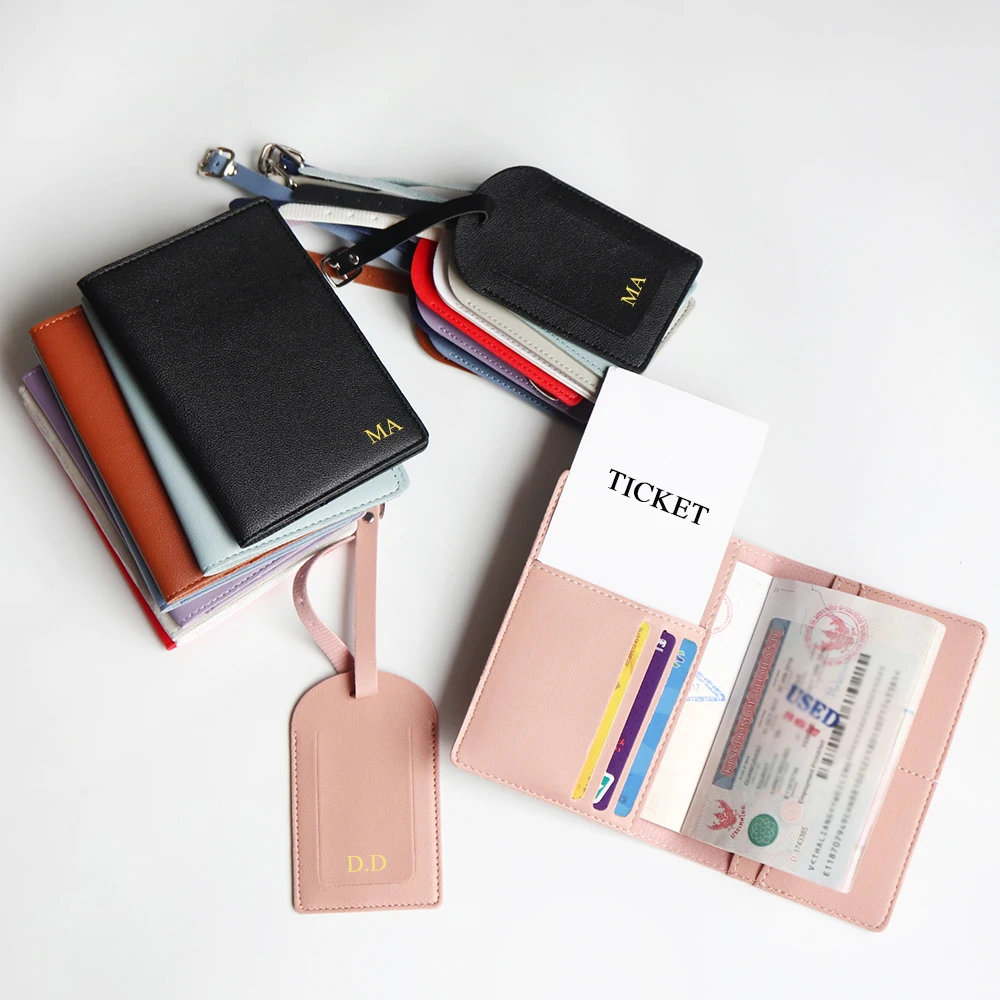 Custom Initials Passport Holder Suitcase Tag Set Luxury  Personalize Name logo Gift Lightweight Travel Accessories Set With Box thumbnail 6