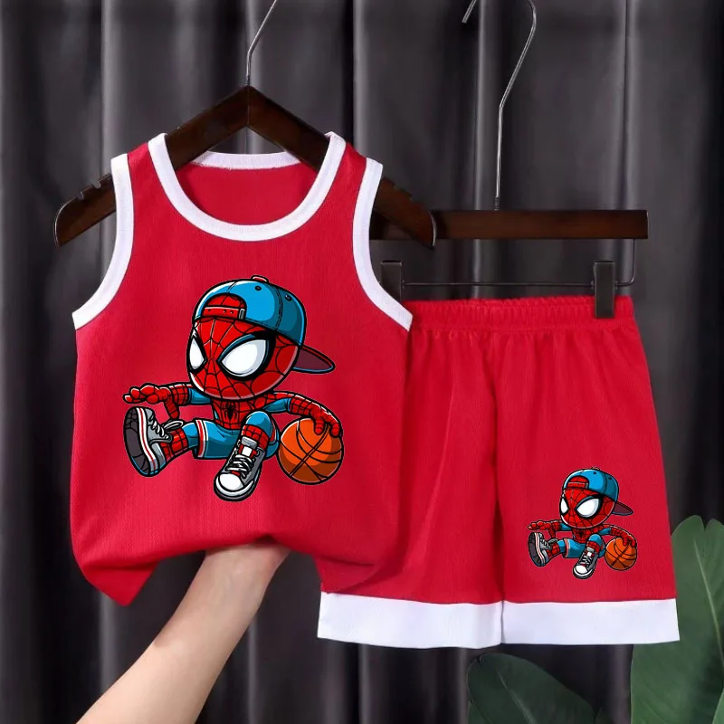 Summer Children's Sport Clothes Sets Breathable Comfortable Mesh Casual Outfits for Boys Basketball Vest and Shorts 2pcs Suit thumbnail 2