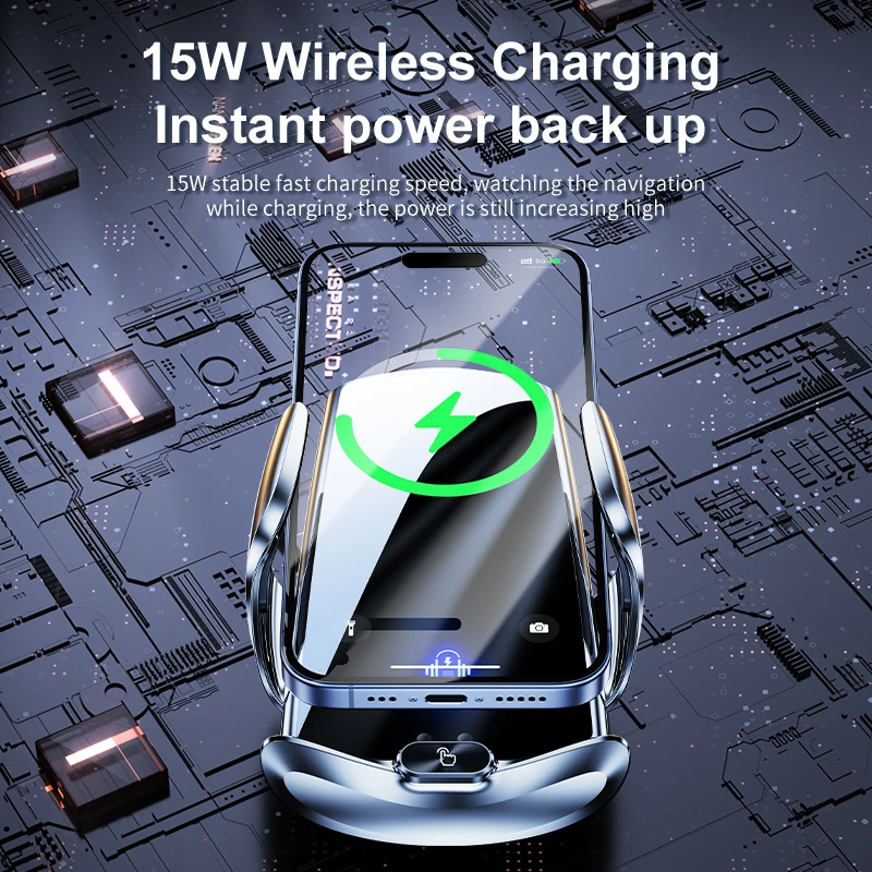 Car Wireless Phone Holder 15W Wireless Charging Car Air Vent Phone Mount for iPhone 15 14 13 12 Xiaomi Samsung thumbnail 4
