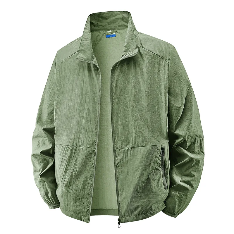 Men's Sun Protection Jacket Windbreaker Spring Summer Outdoor UV Jacket Loose Stand Collar Oversized Sunscreen Coat Fishing