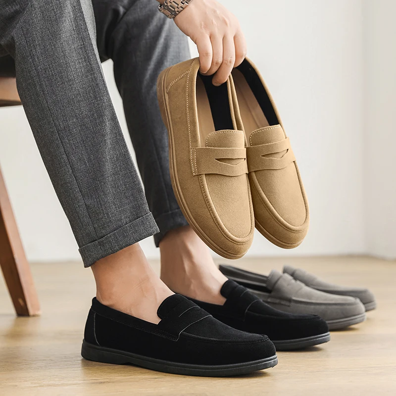 Hot Sale Men's Slip On Loafers Preppy Lightweight Breathable Comfort Outdoor Flats Non Slip Soft Sole Casual Daily Walking Shoes thumbnail 6
