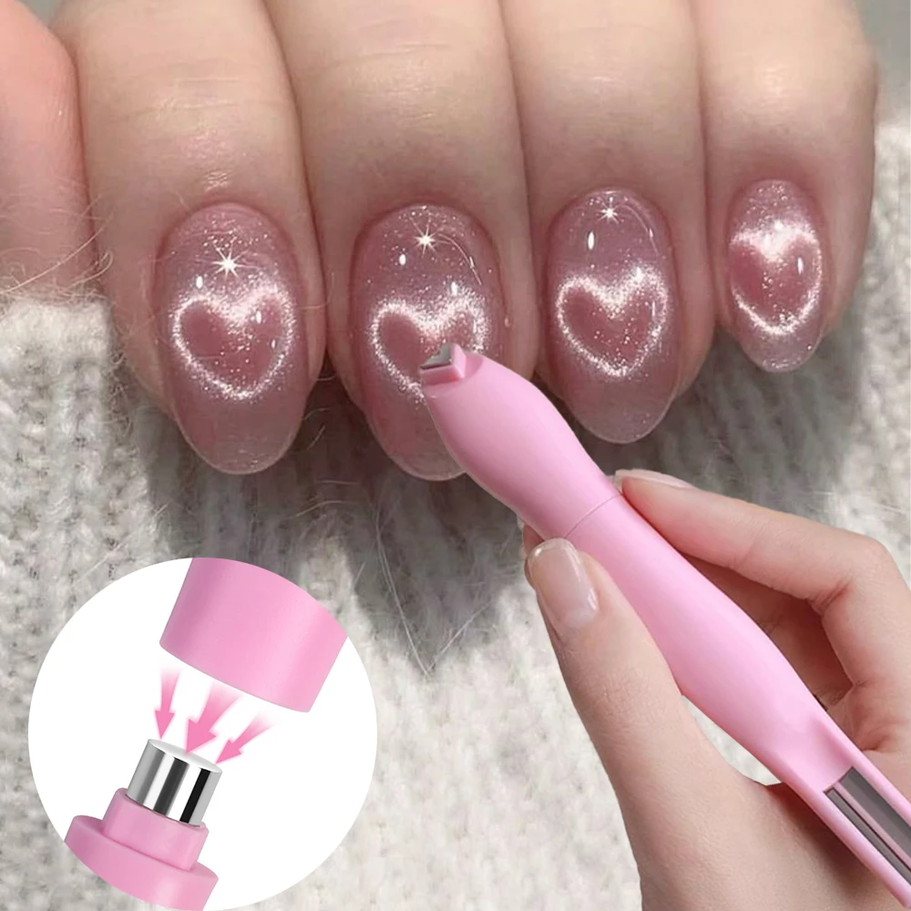 3-in-1 New Love Argyle Cat Eye Nail Magnet 3D Heart Glass Bead Serpentine Nail Art Magnetic for DIY Gel Polishing Magnetic Tools