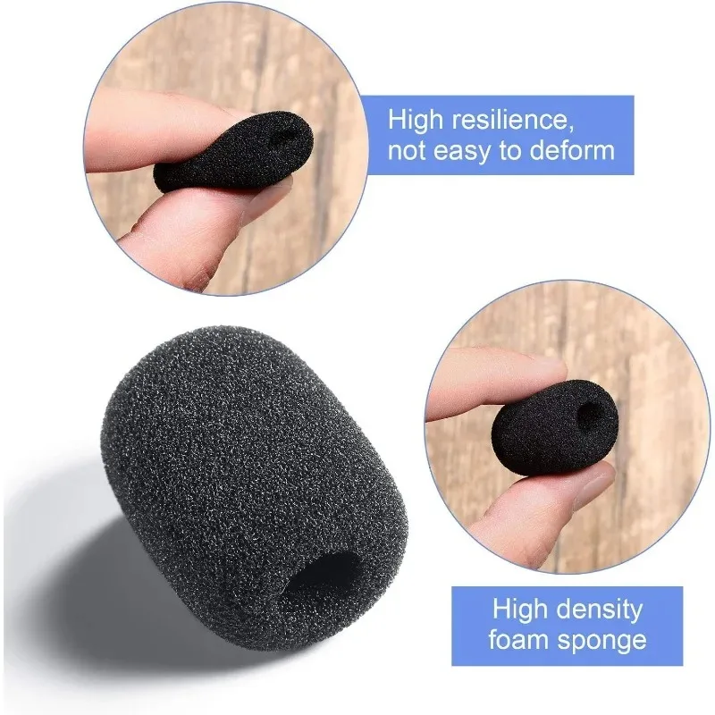50-10PCS Microphone Set High Density Sponge Foam Pads Headset Mic Replacement Black Foam Lapel Protection Sleeves Accessories thumbnail 3