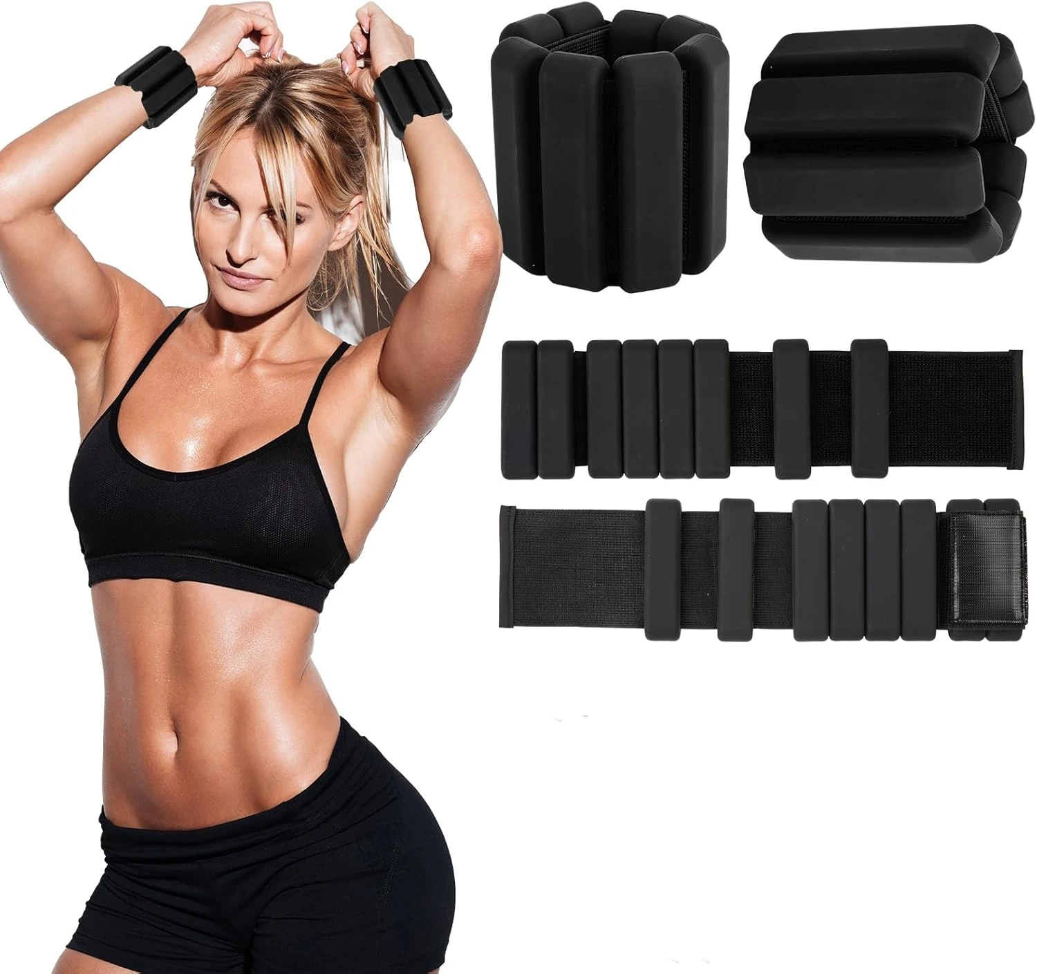 Adjustable Silicone Weighted Bracelet Set for Gym, Yoga, Pilates, Cardio & Strength Training