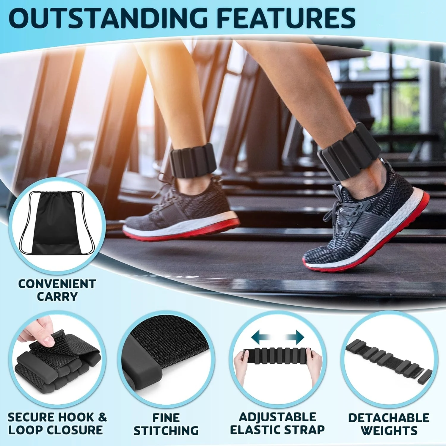 Adjustable Silicone Weighted Bracelet Set for Gym, Yoga, Pilates, Cardio & Strength Training thumbnail 5