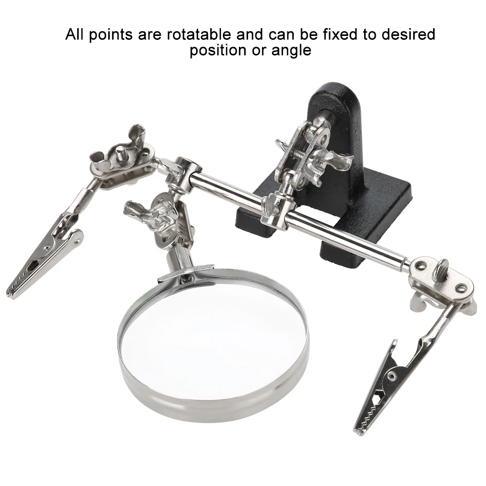 3rd Hand Helping Tool 5X Magnifying Glass Jewelry Accessory Magnifier With 2 Clamps thumbnail 2