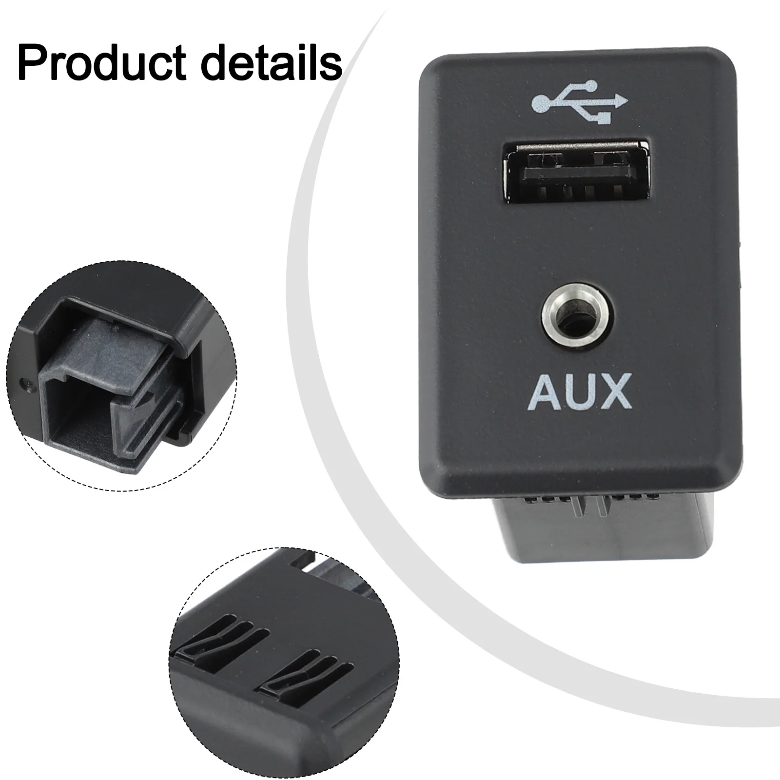 For Nissan 2013-2019 Auxiliary AUX Stereo Adaptor Audio Socket 28023-4BA0B Black ABS Center Console AUX Audio Interface