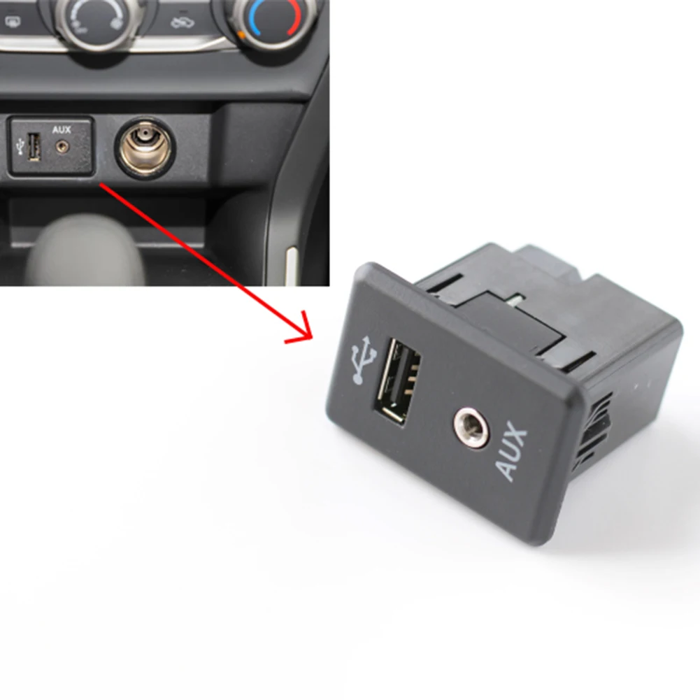 For Nissan 2013-2019 Auxiliary AUX Stereo Adaptor Audio Socket 28023-4BA0B Black ABS Center Console AUX Audio Interface thumbnail 6