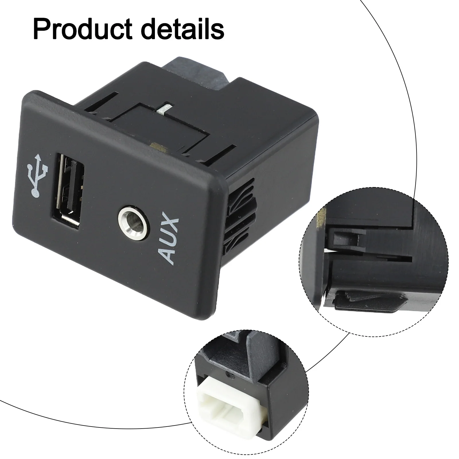 For Nissan 2013-2019 Auxiliary AUX Stereo Adaptor Audio Socket 28023-4BA0B Black ABS Center Console AUX Audio Interface thumbnail 2