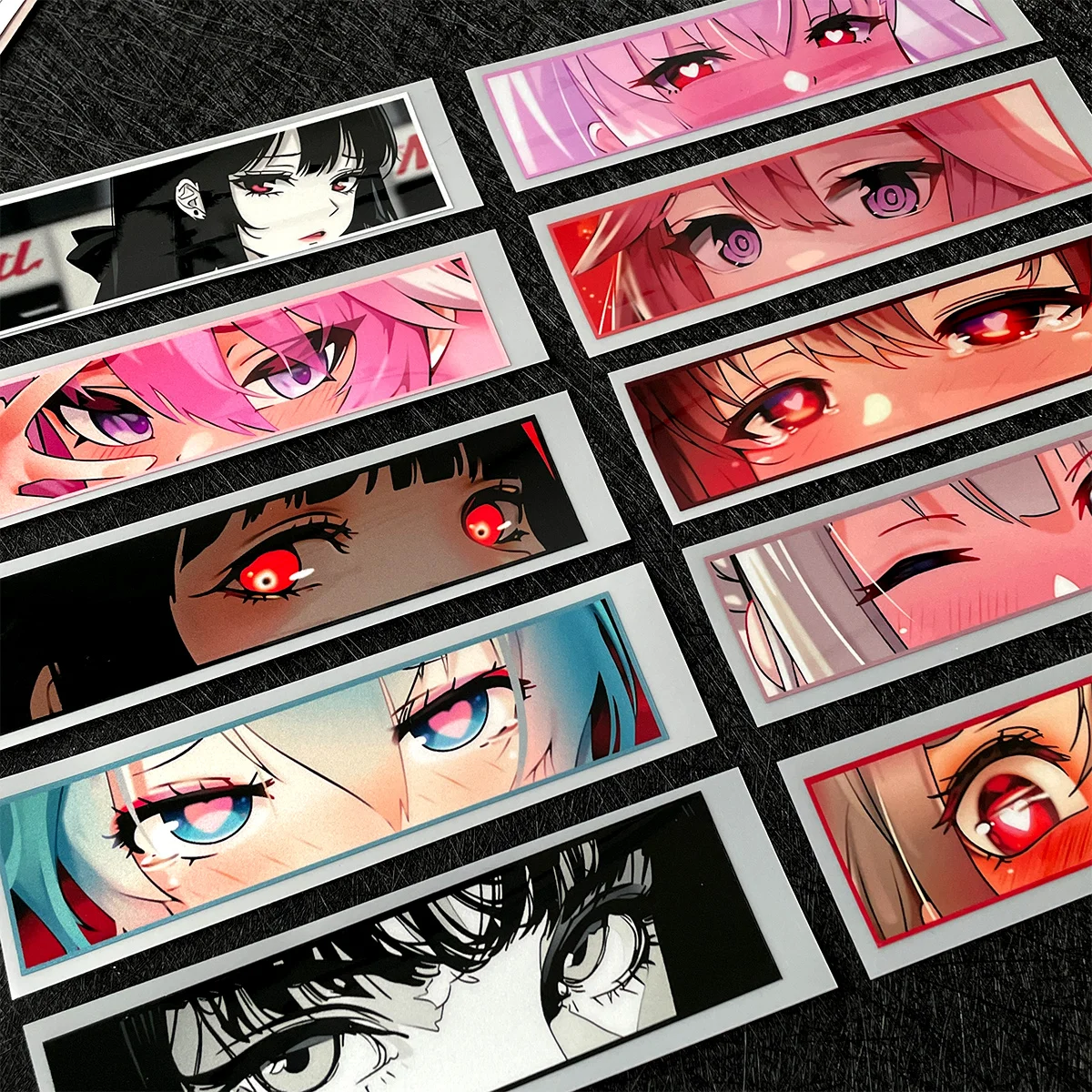 JDM Anime Girl Eyes Stare Reflective Motorcycle Stickers Moto Body Fuel Tank Helmet Accessories Decal For Zontes Kawasaki YAMAHA thumbnail 5