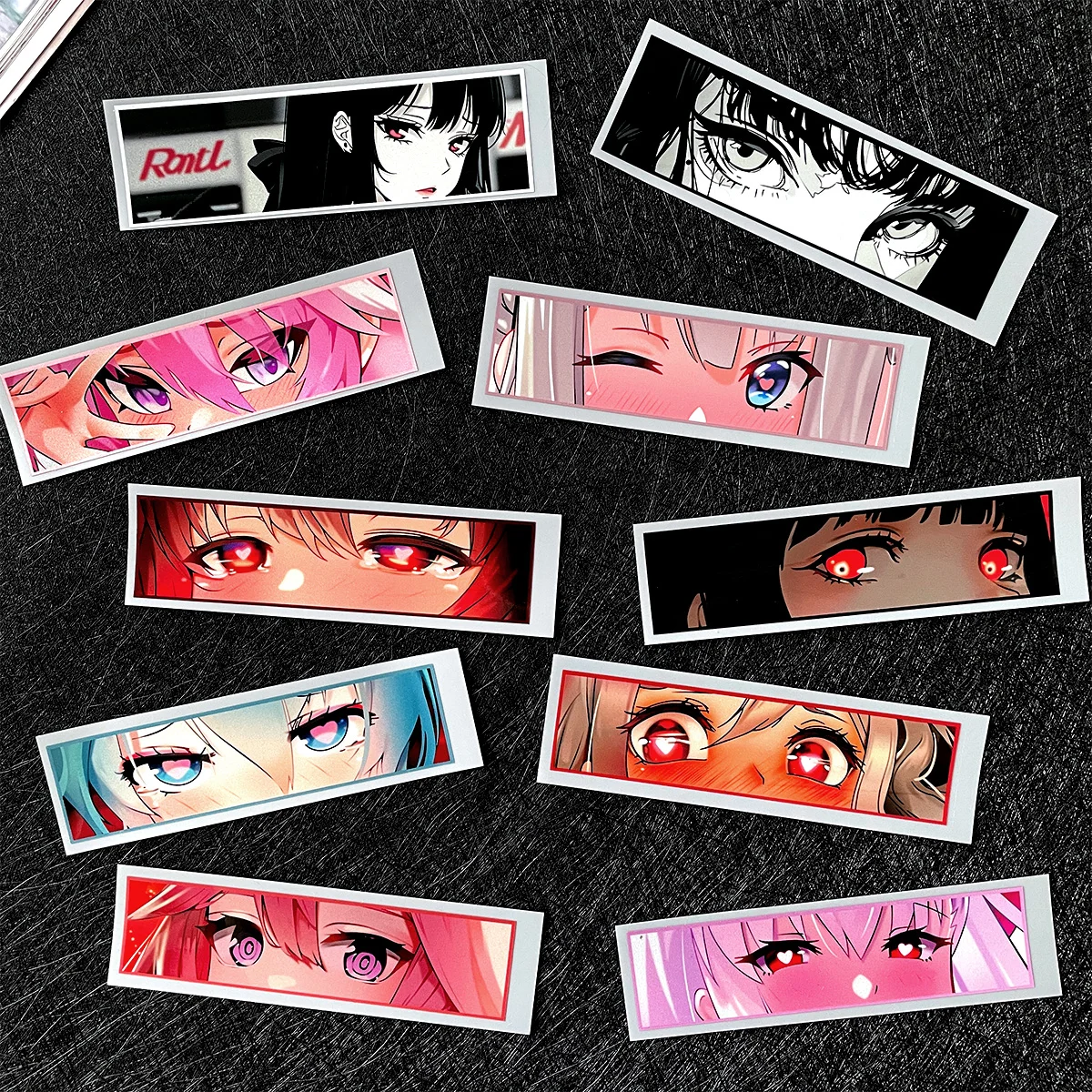 JDM Anime Girl Eyes Stare Reflective Motorcycle Stickers Moto Body Fuel Tank Helmet Accessories Decal For Zontes Kawasaki YAMAHA thumbnail 4