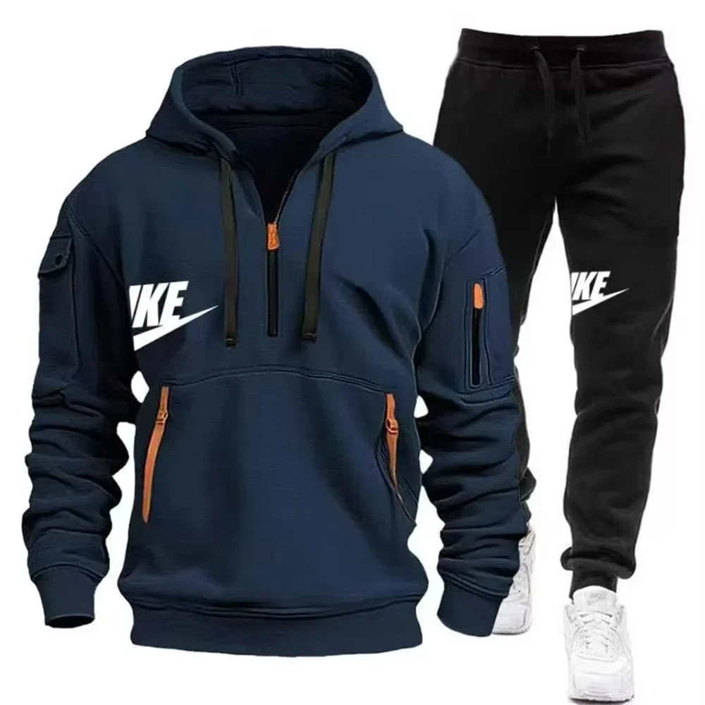 2025 New men's autumn and winter suit zipper hoodie + trousers suit casual men's sportswear warm suit thumbnail 6
