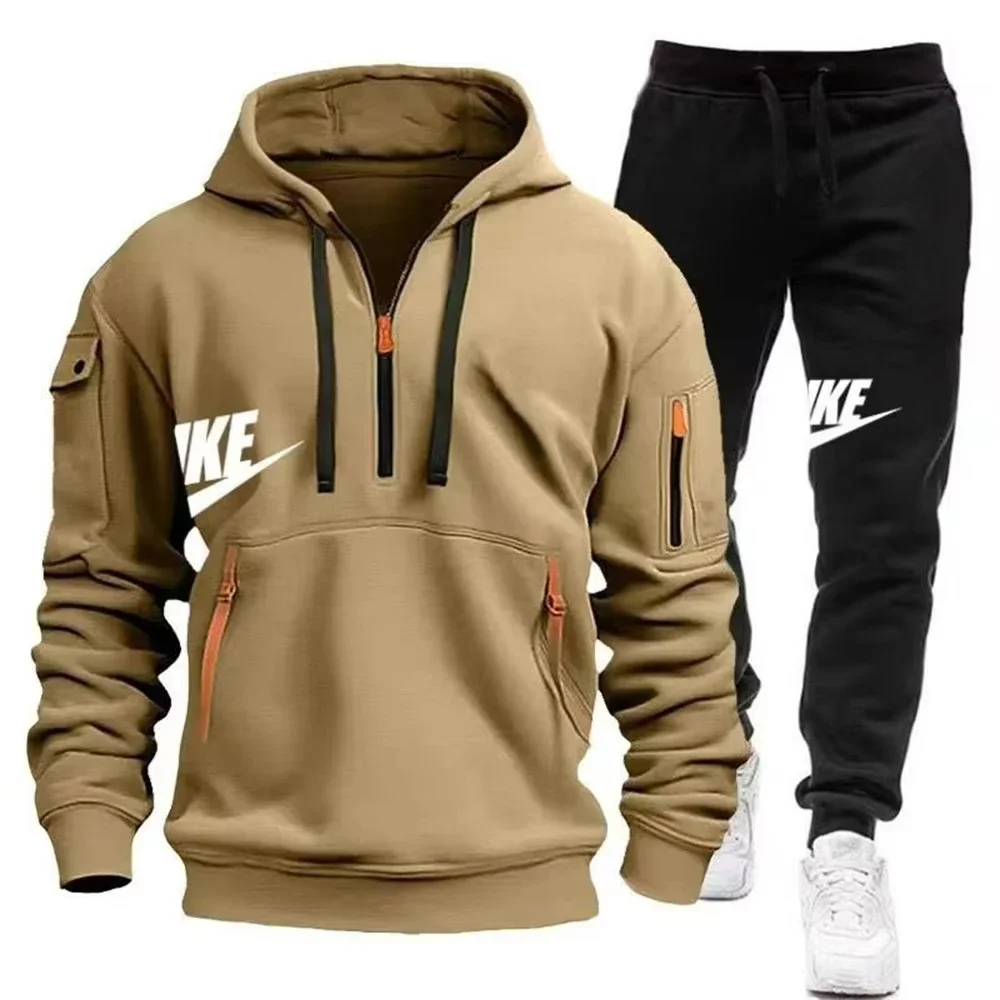 2025 New men's autumn and winter suit zipper hoodie + trousers suit casual men's sportswear warm suit thumbnail 5