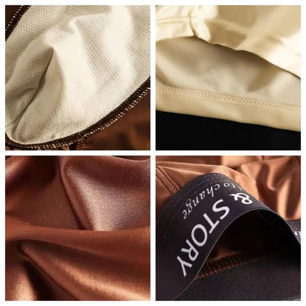 1/3Pcs Breathable Thin Satin Silk Boxer Briefs Seamless Mid Waist Ice Silk Boxers Underpants Smooth Underwear for Men Daily thumbnail 5
