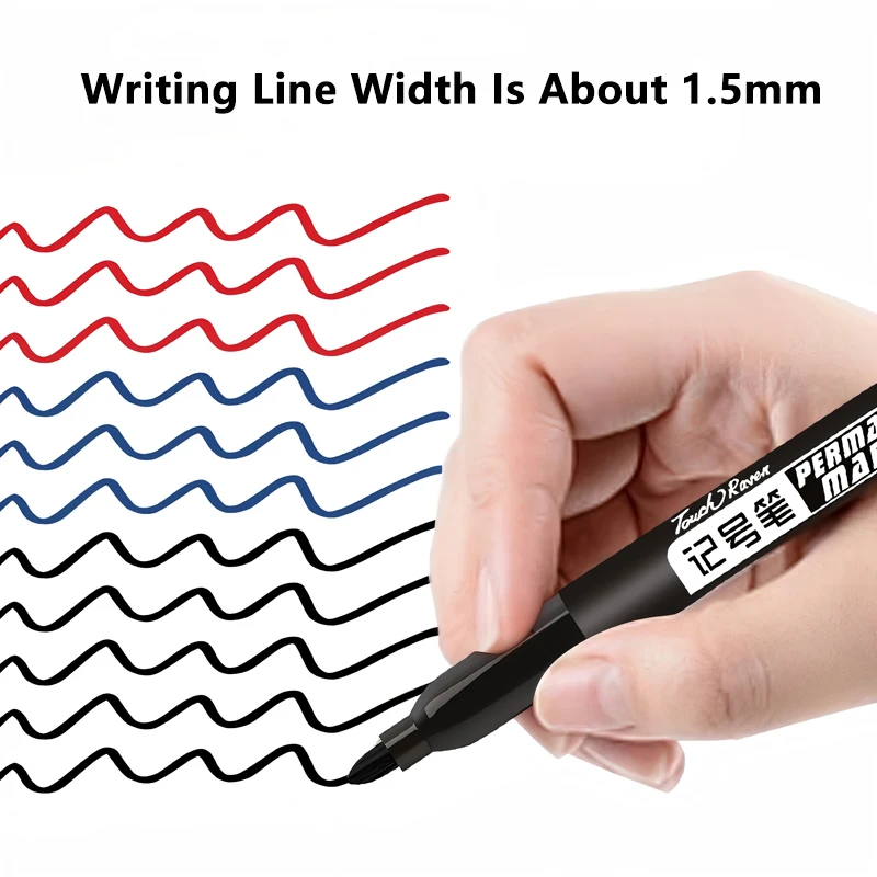 10/100pcs Permanent Marker Pen 1.5mm Waterproof Thin Nib Crude Ink Black Blue Red Color Marker Pens for Office School Supplies thumbnail 4