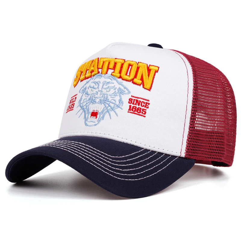 2025 Fashion New STATION Tiger Head Personalized Truck Hat Street Dance Hip Hop Hat Daily Cycling Sunshade Baseball Hat Mesh Hat thumbnail 3